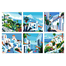 Cargar imagen en el visor de la galería, Mini Serie Pintar por Números 20x20cm (6 piezas) - Pinceladas mediterráneas Figured'Art