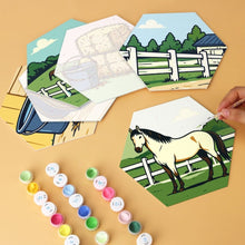 Cargar imagen en el visor de la galería, Mini Serie Pintar por Números - Hexágonos (6 piezas) - Vida en el establo