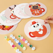 Cargar imagen en el visor de la galería, Mini Serie Pintar por Números - discos de Ø20cm (6 piezas) - Gatos en tazas navideñas