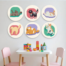 Cargar imagen en el visor de la galería, Mini Serie Pintar por Números - discos de Ø20cm (6 piezas) - Retrato de gato