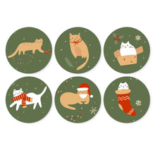 Cargar imagen en el visor de la galería, Mini Serie Pintar por Números - discos de Ø20cm (6 piezas) - Rincón navideño del gato Figured'Art