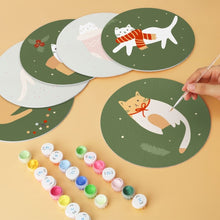 Cargar imagen en el visor de la galería, Mini Serie Pintar por Números - discos de Ø20cm (6 piezas) - Rincón navideño del gato