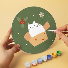 Cargar imagen en el visor de la galería, Mini Serie Pintar por Números - discos de Ø20cm (6 piezas) - Rincón navideño del gato