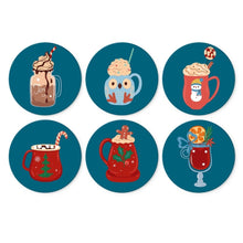 Cargar imagen en el visor de la galería, Mini Serie Pintar por Números - discos de Ø20cm (6 piezas) - Bebidas calientes de invierno Figured'Art