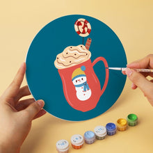 Cargar imagen en el visor de la galería, Mini Serie Pintar por Números - discos de Ø20cm (6 piezas) - Bebidas calientes de invierno