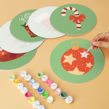 Cargar imagen en el visor de la galería, Mini Serie Pintar por Números - discos de Ø20cm (6 piezas) - Iconos navideños verdes