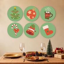 Cargar imagen en el visor de la galería, Mini Serie Pintar por Números - discos de Ø20cm (6 piezas) - Iconos navideños verdes