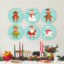 Cargar imagen en el visor de la galería, Mini Serie Pintar por Números - discos de Ø20cm (6 piezas) - Set festivo turquesa 2