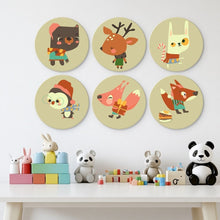 Cargar imagen en el visor de la galería, Mini Serie Pintar por Números - discos de Ø20cm (6 piezas) - Invierno en el bosque