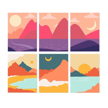 Cargar imagen en el visor de la galería, Mini Serie Pintar por Números 15x20cm (6 piezas) - Cumbres al atardecer Figured'Art