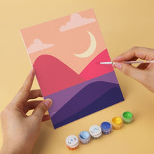 Cargar imagen en el visor de la galería, Mini Serie Pintar por Números 15x20cm (6 piezas) - Cumbres al atardecer