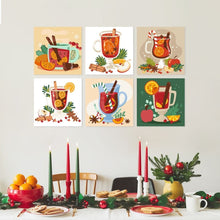 Cargar imagen en el visor de la galería, Mini Serie Pintar por Números 20x20cm (6 piezas) - Bebidas de invierno especiadas