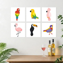 Cargar imagen en el visor de la galería, Mini Serie Pintar por Números 20x20cm (6 piezas) - Aves tropicales