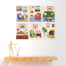 Cargar imagen en el visor de la galería, Mini Serie Pintar por Números 15x20cm (6 piezas) - Rincones del hogar