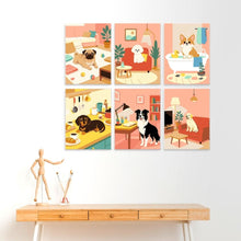 Cargar imagen en el visor de la galería, Mini Serie Pintar por Números 15x20cm (6 piezas) - Perros en casa