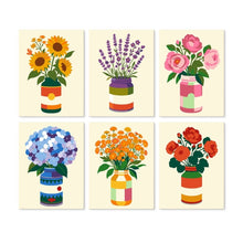 Cargar imagen en el visor de la galería, Mini Serie Pintar por Números 15x20cm (6 piezas) - Jarrones de flores rústicos Figured'Art