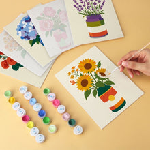 Cargar imagen en el visor de la galería, Mini Serie Pintar por Números 15x20cm (6 piezas) - Jarrones de flores rústicos
