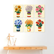 Cargar imagen en el visor de la galería, Mini Serie Pintar por Números 15x20cm (6 piezas) - Jarrones de flores rústicos
