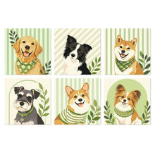 Cargar imagen en el visor de la galería, Mini Serie Pintar por Números 20x20cm (6 piezas) - Retratos de perros pastel Figured'Art