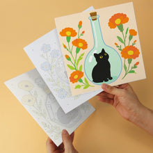 Cargar imagen en el visor de la galería, Mini Serie Pintar por Números 20x20cm (6 piezas) - Gatos negros botánicos