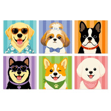 Cargar imagen en el visor de la galería, Mini Serie Pintar por Números 20x20cm (6 piezas) - Galería de cachorros con estilo Figured'Art