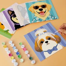 Cargar imagen en el visor de la galería, Mini Serie Pintar por Números 20x20cm (6 piezas) - Galería de cachorros con estilo