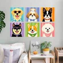 Cargar imagen en el visor de la galería, Mini Serie Pintar por Números 20x20cm (6 piezas) - Galería de cachorros con estilo