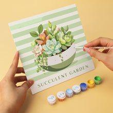 Cargar imagen en el visor de la galería, Mini Serie Pintar por Números 20x20cm (6 piezas) - Jardín de suculentas