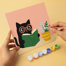 Cargar imagen en el visor de la galería, Mini Serie Pintar por Números 20x20cm (6 piezas) - Gatos literarios