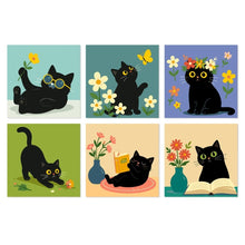 Cargar imagen en el visor de la galería, Mini Serie Pintar por Números 20x20cm (6 piezas) - Gatos y flores Figured'Art