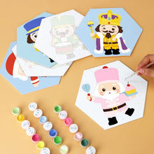 Cargar imagen en el visor de la galería, Mini Serie Pintar por Números - Hexágonos (6 piezas) - Pequeños personajes alegres