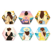 Cargar imagen en el visor de la galería, Mini Serie Pintar por Números - Hexágonos (6 piezas) - Mujer junto al mar Figured'Art