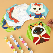 Cargar imagen en el visor de la galería, Mini Serie Pintar por Números - Hexágonos (6 piezas) - Amigos gatos disfrazados