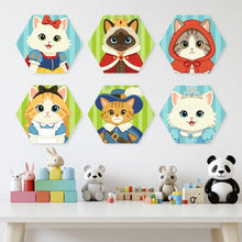 Cargar imagen en el visor de la galería, Mini Serie Pintar por Números - Hexágonos (6 piezas) - Amigos gatos disfrazados