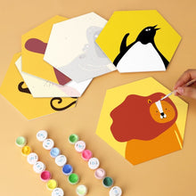 Cargar imagen en el visor de la galería, Mini Serie Pintar por Números - Hexágonos (6 piezas) - Formas de animales salvajes