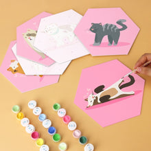 Cargar imagen en el visor de la galería, Mini Serie Pintar por Números - Hexágonos (6 piezas) - Animales en rosa