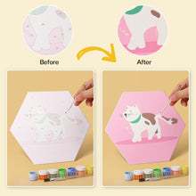 Cargar imagen en el visor de la galería, Mini Serie Pintar por Números - Hexágonos (6 piezas) - Animales en rosa