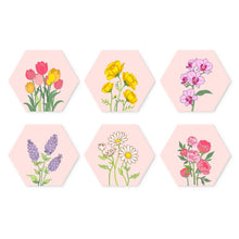 Cargar imagen en el visor de la galería, Mini Serie Pintar por Números - Hexágonos (6 piezas) - Set de flores Figured'Art