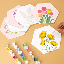 Cargar imagen en el visor de la galería, Mini Serie Pintar por Números - Hexágonos (6 piezas) - Set de flores
