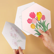 Cargar imagen en el visor de la galería, Mini Serie Pintar por Números - Hexágonos (6 piezas) - Set de flores