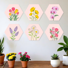 Cargar imagen en el visor de la galería, Mini Serie Pintar por Números - Hexágonos (6 piezas) - Set de flores