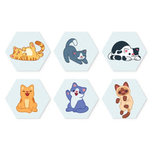Cargar imagen en el visor de la galería, Mini Serie Pintar por Números - Hexágonos (6 piezas) - Pequeños gatos Figured'Art