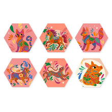 Cargar imagen en el visor de la galería, Mini Serie Pintar por Números - Hexágonos (6 piezas) - Set de animales bohemios Figured'Art
