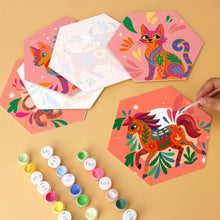 Cargar imagen en el visor de la galería, Mini Serie Pintar por Números - Hexágonos (6 piezas) - Set de animales bohemios