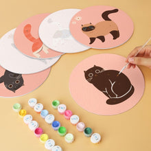 Cargar imagen en el visor de la galería, Mini Serie Pintar por Números - discos de Ø20cm (6 piezas) - Los gatos curiosos