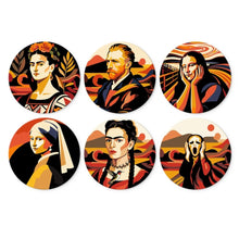 Cargar imagen en el visor de la galería, Mini Serie Pintar por Números - discos de Ø20cm (6 piezas) - Iconos artísticos Figured'Art