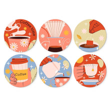 Cargar imagen en el visor de la galería, Mini Serie Pintar por Números - discos de Ø20cm (6 piezas) - Historias de café caliente Figured'Art