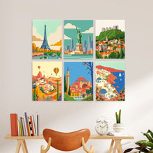 Cargar imagen en el visor de la galería, Mini Serie Pintar por Números 15x20cm (6 piezas) - El mundo en color