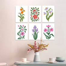 Cargar imagen en el visor de la galería, Mini Serie Pintar por Números 15x20cm (6 piezas) - Ilustraciones de flores silvestres