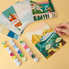 Cargar imagen en el visor de la galería, Mini Serie Pintar por Números 15x20cm (6 piezas) - Viajes junto al mar